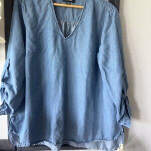 Karen Kane Denim v neck blouse